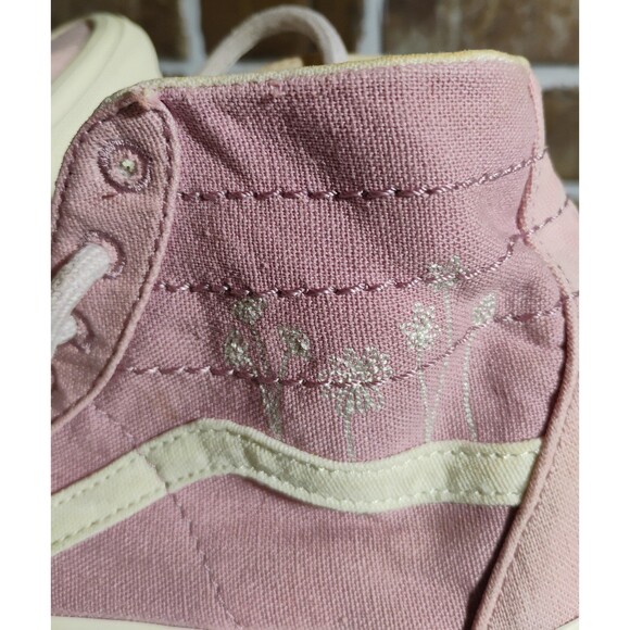 Vans Pink Embroidered Hemp Eco Theory SK8 High Top Sneakers Size 8.5 - Picture 11 of 12